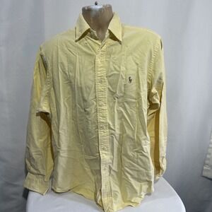 Ralph Lauren Shirt Mens Sz 16.5 /34-35 Classic Fit Yellow Oxford Button Down 👀